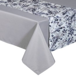 Obrus + bieżnik 140x260+33x260 Anita 3 szary jasny zdobiony wzorem roślinnym Eurofirany