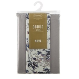 Obrus + bieżnik 140x260+33x260 Anita 3 szary jasny zdobiony wzorem roślinnym Eurofirany