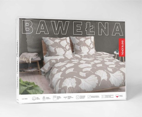 Pościel bawełniana 140x200 beżowa biała liście miłorzębu 5106 B z jedną poszewką Bawełna 32 Pościel bawełniana 140x200 beżowa biała liście miłorzębu 5106 B z jedną poszewką Bawełna 32