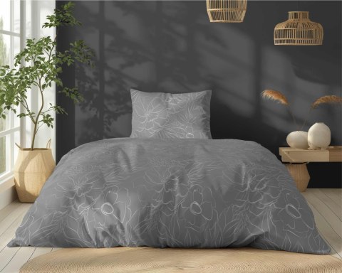Pościel bawełniana 140x200 szara kwiaty 5105 B z jedną poszewką Bawełna 32 Pościel bawełniana 140x200 szara kwiaty 5105 B z jedną poszewką Bawełna 32