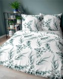 Pościel bawełniana 160x200 biała miętowa liście 5107 A Bawełna 32 Pościel bawełniana 160x200 biała miętowa liście 5107 A Bawełna 32