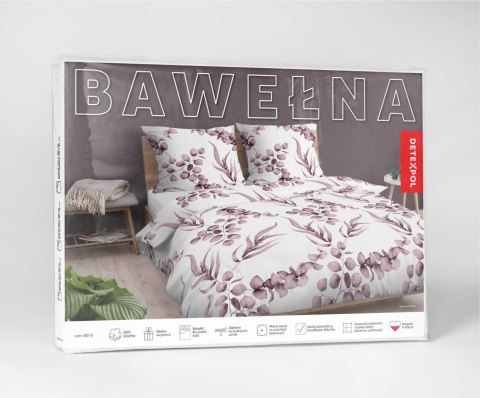 Pościel bawełniana 160x200 biała pudrowa liście 5107 B Bawełna 32 Pościel bawełniana 160x200 biała pudrowa liście 5107 B Bawełna 32