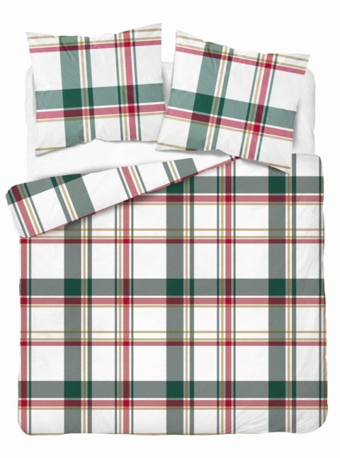 Pościel bawełniana 220x200 biała czerwona zielona kratka 5255 A Bawełna 32 Pościel bawełniana 220x200 biała czerwona zielona kratka 5255 A Bawełna 32