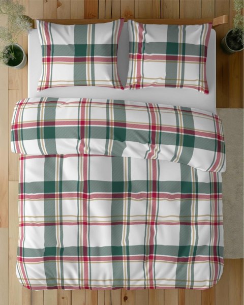 Pościel bawełniana 220x200 biała czerwona zielona kratka 5255 A Bawełna 32 Pościel bawełniana 220x200 biała czerwona zielona kratka 5255 A Bawełna 32