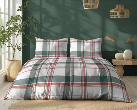 Pościel bawełniana 220x200 biała czerwona zielona kratka 5255 A Bawełna 32 Pościel bawełniana 220x200 biała czerwona zielona kratka 5255 A Bawełna 32