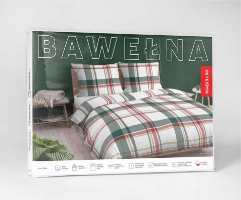 Pościel bawełniana 220x200 biała czerwona zielona kratka 5255 A Bawełna 32 Pościel bawełniana 220x200 biała czerwona zielona kratka 5255 A Bawełna 32