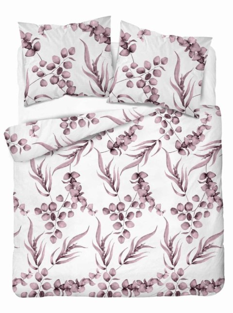 Pościel bawełniana 220x200 biała pudrowa liście 5107 B Bawełna 32 Pościel bawełniana 220x200 biała pudrowa liście 5107 B Bawełna 32