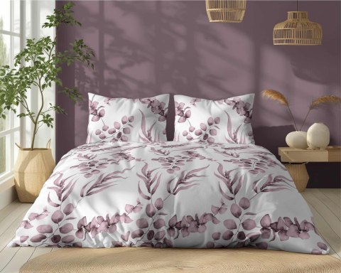 Pościel bawełniana 220x200 biała pudrowa liście 5107 B Bawełna 32 Pościel bawełniana 220x200 biała pudrowa liście 5107 B Bawełna 32