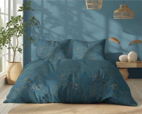 Pościel bawełniana 220x200 turkusowa kwiaty 5105 A Bawełna 32 Pościel bawełniana 220x200 turkusowa kwiaty 5105 A Bawełna 32
