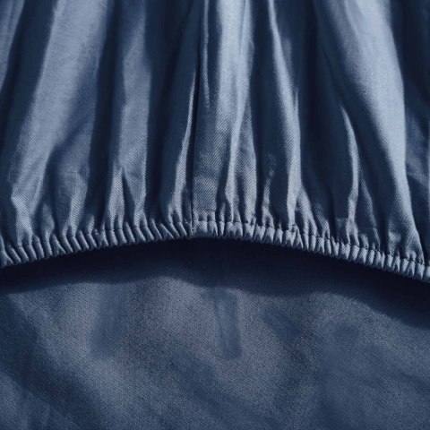 Prześcieradło satynowe z gumką 90x200 granatowe jednobarwne na wysoki materac I24 Prześcieradło satynowe z gumką 90x200 granatowe jednobarwne na wysoki materac I24