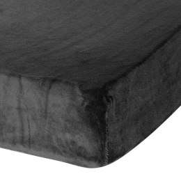 Prześcieradło z mikrofibry 100x200 Flano czarne na wysoki materac 30 cm Eurofirany