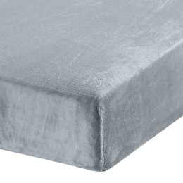 Prześcieradło z mikrofibry 160x200 Flano srebrne na wysoki materac 30 cm Eurofirany