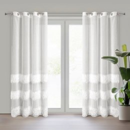 Firana gotowa 140x250 Margaret 4 kremowa pasy gotowa na przelotkach Eurofirany