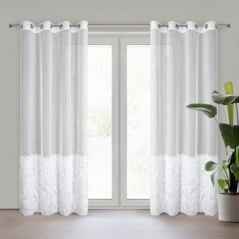 Firana gotowa 140x250 Margaret 6 biała zdobiona moherową nicią gotowa na przelotkach Eurofirany Firana gotowa 140x250 Margaret 6 biała zdobiona moherową nicią gotowa na przelotkach Eurofirany