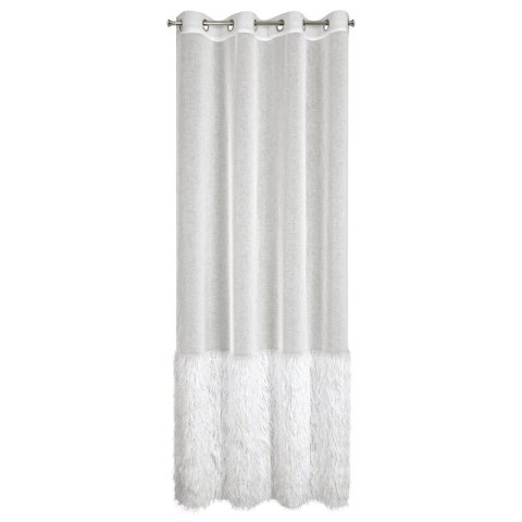 Firana gotowa 140x250 Margaret 6 kremowa dobiona moherową nicią gotowa na przelotkach Eurofirany Firana gotowa 140x250 Margaret 6 kremowa dobiona moherową nicią gotowa na przelotkach Eurofirany