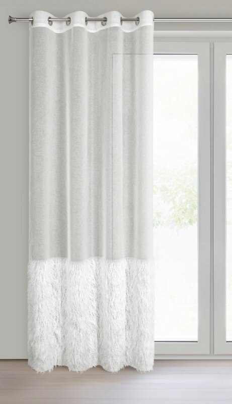 Firana gotowa 140x250 Margaret 6 kremowa dobiona moherową nicią gotowa na przelotkach Eurofirany Firana gotowa 140x250 Margaret 6 kremowa dobiona moherową nicią gotowa na przelotkach Eurofirany
