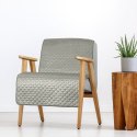 Narzuta dekoracyjna 70x160 Dimon na fotel srebrna geometryczna welurowa Eurofirany Narzuta dekoracyjna 70x160 Dimon na fotel srebrna geometryczna welurowa Eurofirany