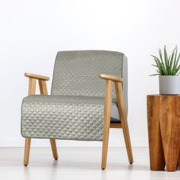 Narzuta dekoracyjna 70x160 Dimon na fotel srebrna geometryczna welurowa Eurofirany