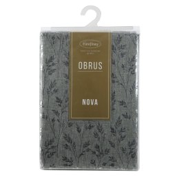 Obrus 140x260 Simona srebrny liście z błyszczącym nadrukiem Eurofirany