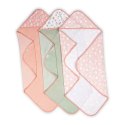 Okrycie kąpielowe 76x76 3-pak ręczników z kapturkiem morelowy seledynowy Clean & Cuddly INGENUITY Okrycie kąpielowe 76x76 3-pak ręczników z kapturkiem morelowy seledynowy Clean & Cuddly INGENUITY