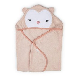 Okrycie kąpielowe 76x76 Sówka łososiowy ręcznik z kapturkiem Clean & Cuddly INGENUITY