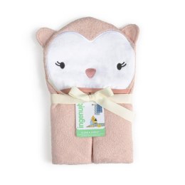 Okrycie kąpielowe 76x76 Sówka łososiowy ręcznik z kapturkiem Clean & Cuddly INGENUITY