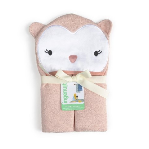 Okrycie kąpielowe 76x76 Sówka łososiowy ręcznik z kapturkiem Clean & Cuddly INGENUITY Okrycie kąpielowe 76x76 Sówka łososiowy ręcznik z kapturkiem Clean & Cuddly INGENUITY