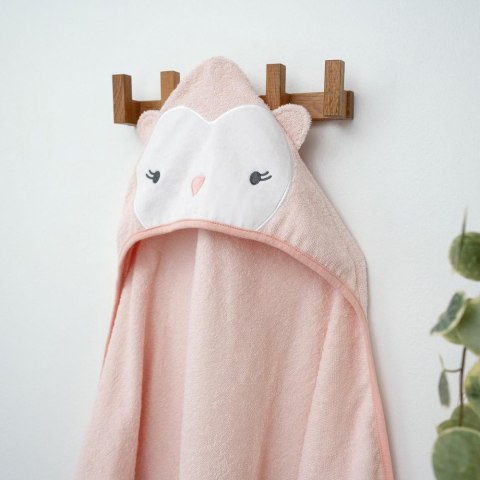 Okrycie kąpielowe 76x76 Sówka łososiowy ręcznik z kapturkiem Clean & Cuddly INGENUITY Okrycie kąpielowe 76x76 Sówka łososiowy ręcznik z kapturkiem Clean & Cuddly INGENUITY