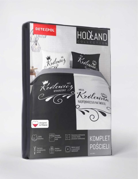 Pościel bawełniana 160x200 czarna biała Mój Królewicz Moja Królewna 5288 A Holland 52 Pościel bawełniana 160x200 czarna biała Mój Królewicz Moja Królewna 5288 A Holland 52
