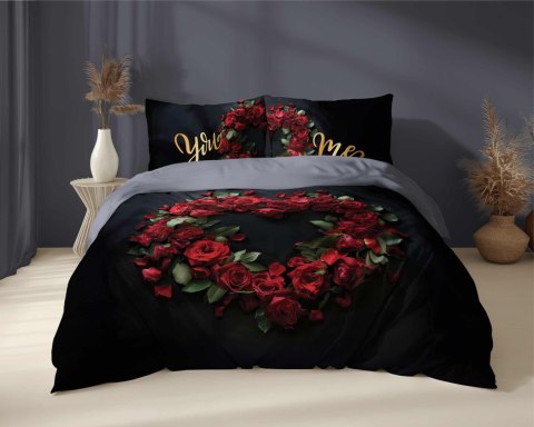 Pościel bawełniana 160x200 czarna czerwona serce Ty i Ja You and Me 5287 A Holland 52 Pościel bawełniana 160x200 czarna czerwona serce Ty i Ja You and Me 5287 A Holland 52