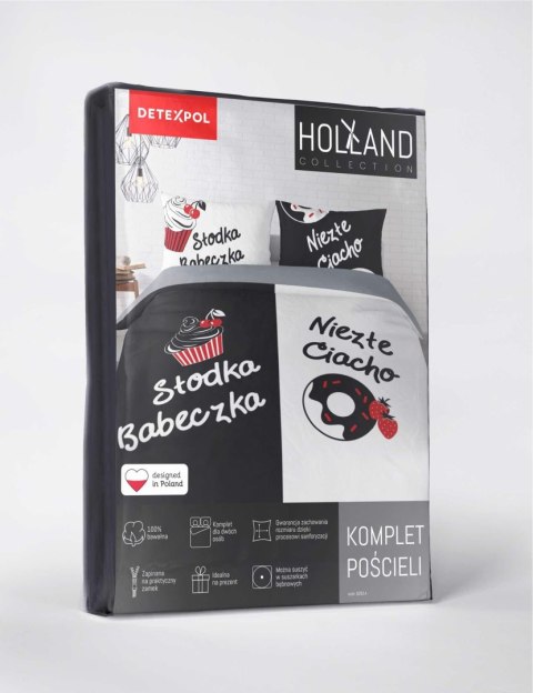 Pościel bawełniana 220x200 czarna biała Słodka Babeczka Niezłe Ciacho 5293 A Holland 52 Pościel bawełniana 220x200 czarna biała Słodka Babeczka Niezłe Ciacho 5293 A Holland 52