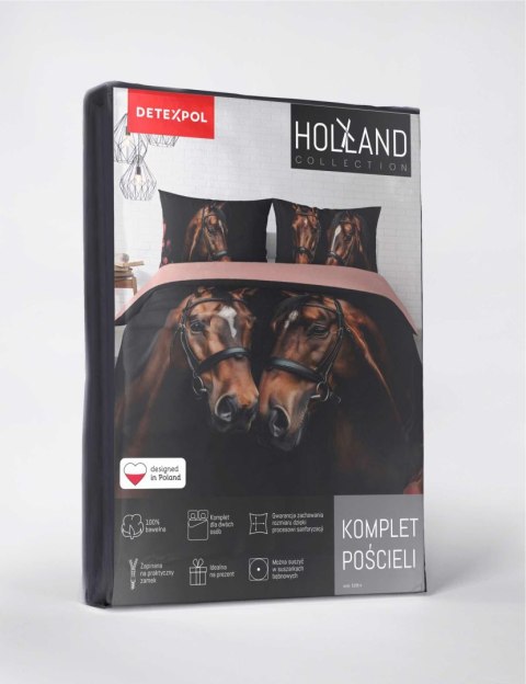 Pościel bawełniana 220x200 czarna brązowa różowa konie kwiaty 5295 A Holland Natura 52 Pościel bawełniana 220x200 czarna brązowa różowa konie kwiaty 5295 A Holland Natura 52