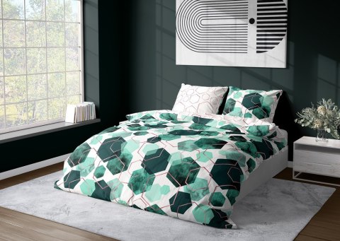 Pościel satynowa 160x200 Milargo Verde 009 zielona szara geometria Faro Pościel satynowa 160x200 Milargo Verde 009 zielona szara geometria Faro
