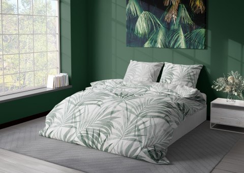 Pościel satynowa 220x200 Milargo Verde 004 zielona szara liście Faro Pościel satynowa 220x200 Milargo Verde 004 zielona szara liście Faro