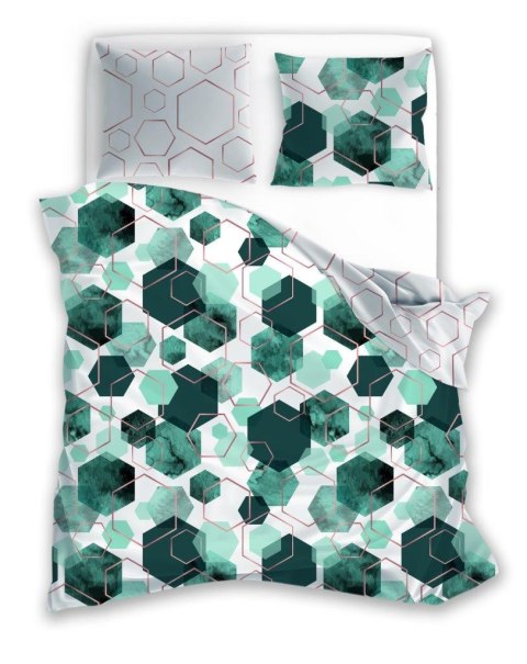 Pościel satynowa 220x200 Milargo Verde 009 zielona szara geometria Faro Pościel satynowa 220x200 Milargo Verde 009 zielona szara geometria Faro