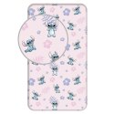 Prześcieradło bawełniane z gumką 90x200 Lilo and Stitch różowe dla dzieci JF24 Prześcieradło bawełniane z gumką 90x200 Lilo and Stitch różowe dla dzieci JF24