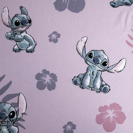 Prześcieradło bawełniane z gumką 90x200 Lilo and Stitch różowe dla dzieci JF24 Prześcieradło bawełniane z gumką 90x200 Lilo and Stitch różowe dla dzieci JF24
