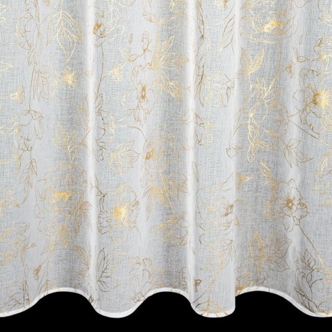 Firana 140x250 Belle biała złota gotowa na przelotkach Eurofirany Firana 140x250 Belle biała złota gotowa na przelotkach Eurofirany