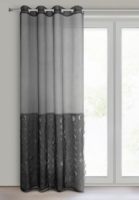 Firana 140x250 Dobora czarna gotowa na przelotkach Eurofirany Firana 140x250 Dobora czarna gotowa na przelotkach Eurofirany