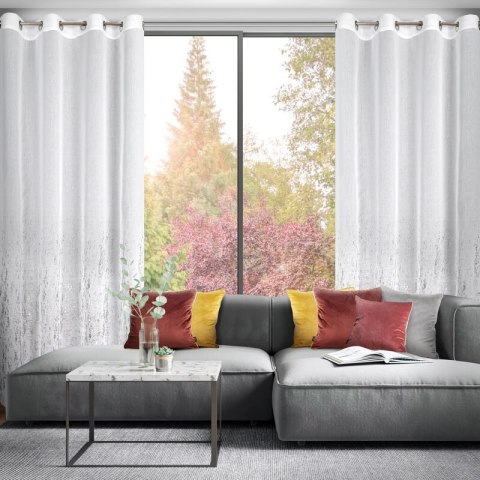 Firana 140x250 Olivia biała srebrna gotowa na przelotkach Eurofirany Firana 140x250 Olivia biała srebrna gotowa na przelotkach Eurofirany