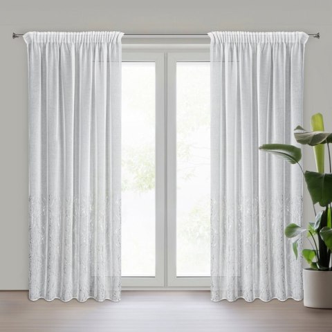 Firana 140x270 Melia biała srebrna gotowa na taśmie Eurofirany Firana 140x270 Melia biała srebrna gotowa na taśmie Eurofirany