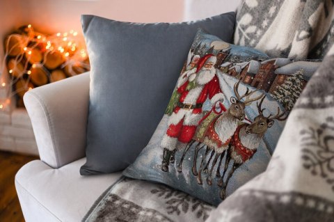 Poszewka świąteczna 45x45 Mikołaj Renifery kolorowa gobelinowa 6130 Eurofirany Poszewka świąteczna 45x45 Mikołaj Renifery kolorowa gobelinowa 6130 Eurofirany