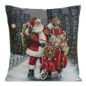 Poszewka świąteczna 45x45 Mikołaj Skuter szara czerwiona gobelinowa 6128 Eurofirany Poszewka świąteczna 45x45 Mikołaj Skuter szara czerwiona gobelinowa 6128 Eurofirany