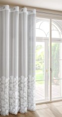 Zasłona 140x250 Jasmin biała z aplikacją kwiatową gotowa na przelotkach Eurofirany Zasłona 140x250 Jasmin biała z aplikacją kwiatową gotowa na przelotkach Eurofirany