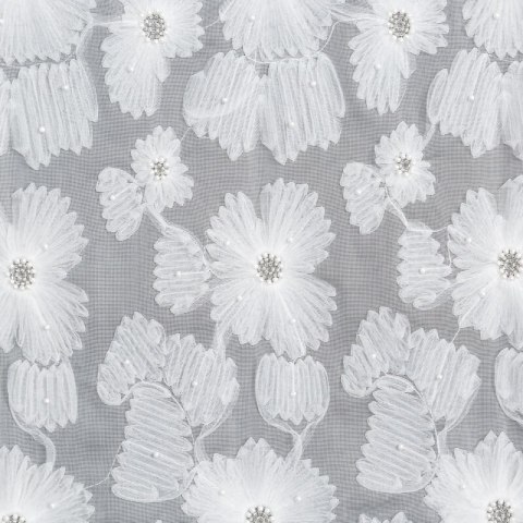 Zasłona 140x250 Jasmin biała z aplikacją kwiatową gotowa na przelotkach Eurofirany Zasłona 140x250 Jasmin biała z aplikacją kwiatową gotowa na przelotkach Eurofirany