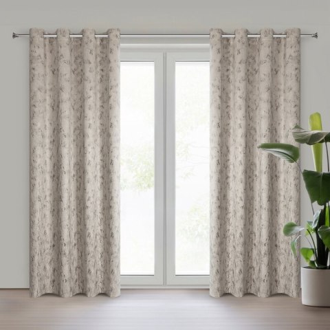 Zasłona 140x250 Kornelia brązowa jasna z błyszczącym nadrukiem gotowa na przelotkach Eurofirany Zasłona 140x250 Kornelia brązowa jasna z błyszczącym nadrukiem gotowa na przelotkach Eurofirany