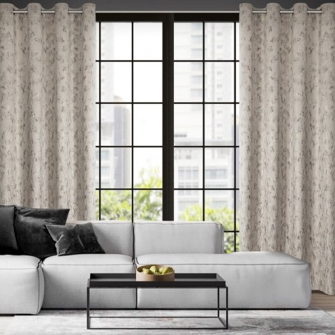 Zasłona 140x250 Kornelia brązowa jasna z błyszczącym nadrukiem gotowa na przelotkach Eurofirany Zasłona 140x250 Kornelia brązowa jasna z błyszczącym nadrukiem gotowa na przelotkach Eurofirany