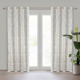 Zasłona 140x250 Kornelia kremowa z błyszczącym nadrukiem gotowa na przelotkach Eurofirany