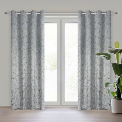 Zasłona 140x250 Kornelia srebrna z błyszczącym nadrukiem gotowa na przelotkach Eurofirany Zasłona 140x250 Kornelia srebrna z błyszczącym nadrukiem gotowa na przelotkach Eurofirany