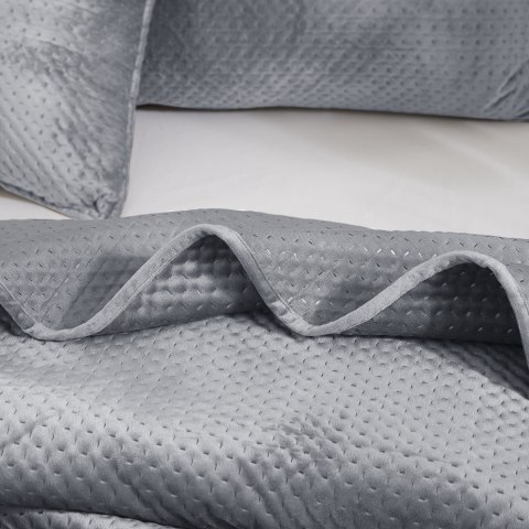 Narzuta welurowa 160x220 Maya szara geometryczna krzyżyki I24 Narzuta welurowa 160x220 Maya szara geometryczna krzyżyki I24
